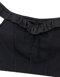 2 Way Off Shoulder Ruffle Tie Padded Cropped Top
