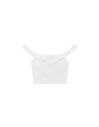 2 Way Off Shoulder Ruffle Tie Padded Cropped Top