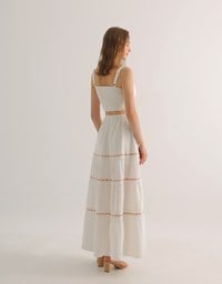 Ruched Sweetheart Boho Embroidered Padded Cami Top