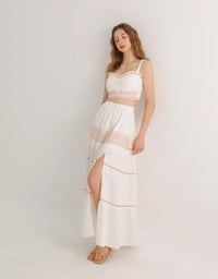 Ruched Sweetheart Boho Embroidered Padded Cami Top