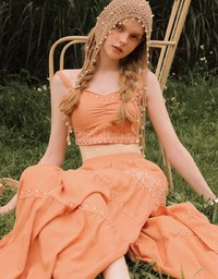 Ruched Sweetheart Boho Embroidered Padded Cami Top