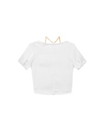 Soft Chiffon Cold Shoulder Top with Gold Chain Trim