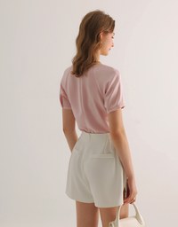 Soft Chiffon Cold Shoulder Top with Gold Chain Trim