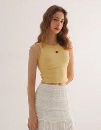 Star Shape Cut Out Ribbed Cropped Tank Top