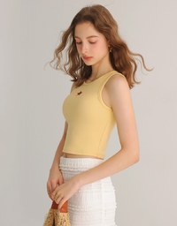 Star Shape Cut Out Ribbed Cropped Tank Top
