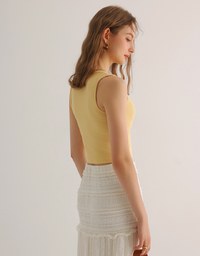 Star Shape Cut Out Ribbed Cropped Tank Top