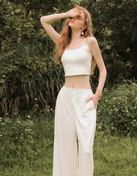 Cooling Fabric Cropped Cami Bra Top with Gold Chain Detail