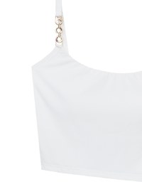 Cooling Fabric Cropped Cami Bra Top with Gold Chain Detail