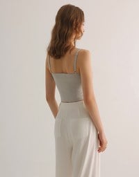 Cooling Fabric Cropped Cami Bra Top with Gold Chain Detail