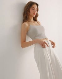 Cooling Fabric Cropped Cami Bra Top with Gold Chain Detail