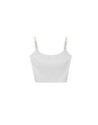 Cooling Fabric Cropped Cami Bra Top with Gold Chain Detail