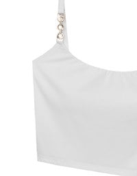 Cooling Fabric Cropped Cami Bra Top with Gold Chain Detail