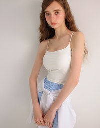Basic Cooling Fabric Fitted Spaghetti Strap Camisole Bra Top