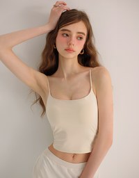 Basic Cooling Fabric Fitted Spaghetti Strap Camisole Bra Top