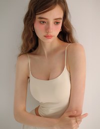 Basic Cooling Fabric Fitted Spaghetti Strap Camisole Bra Top