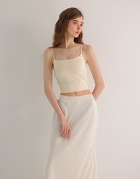Basic Cooling Fabric Fitted Spaghetti Strap Camisole Bra Top