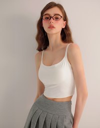 Basic Cooling Fabric Fitted Wide Strap Camisole Bra Top