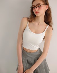 Basic Cooling Fabric Fitted Wide Strap Camisole Bra Top