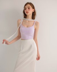 Basic Cooling Fabric Fitted Wide Strap Camisole Bra Top