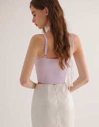 Basic Cooling Fabric Fitted Wide Strap Camisole Bra Top