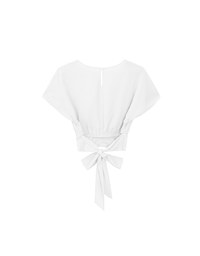 V Neck Ruched Waist Wrap Back Short Sleeve Top
