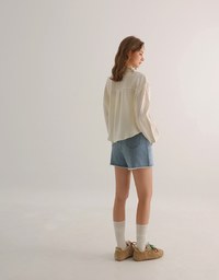 愛心點點單口袋短版襯衫