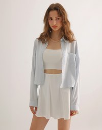 愛心點點單口袋短版襯衫