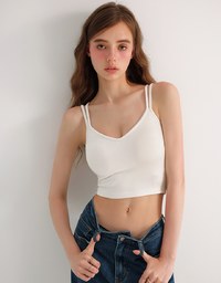 【AiR 2.0】Double Spaghetti Strap V Neck Open Back Bra Top