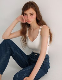 【AiR 2.0】Double Spaghetti Strap V Neck Open Back Bra Top