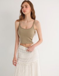 【AiR 2.0】Open Back Ribbed Bra Top with Wide Ruched Straps