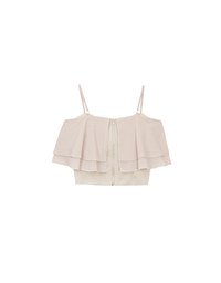 Double Ruffled Layered Chiffon Padded Camisole Top with Adjustable Straps