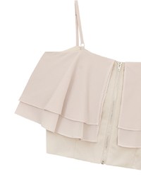 Double Ruffled Layered Chiffon Padded Camisole Top with Adjustable Straps