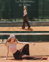 【Lyra & Toby】Embroidery Graphic Ribbed Padded Tube Top
