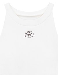 【Lyra & Toby】Embroidery Graphic Ribbed Halter Padded Tank Top
