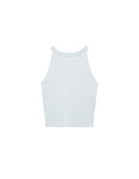 【Lyra & Toby】Embroidery Graphic Ribbed Halter Padded Tank Top