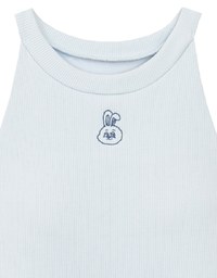 【Lyra & Toby】Embroidery Graphic Ribbed Halter Padded Tank Top