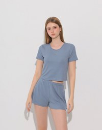 Logo Embroidered Short Sleeve Basic Fitted Tee