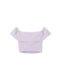 Textured Ruffle Trim Off Shoulder Padded Cropped Top