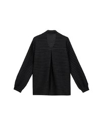ロゴ刺繍入り波型ストライプロングシャツ