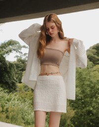 ロゴ刺繍入り波型ストライプロングシャツ