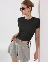 Side Lace Up Short Sleeve Fitted Mini Tee