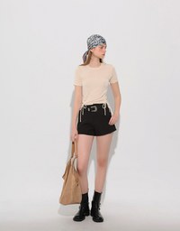 Side Lace Up Short Sleeve Fitted Mini Tee