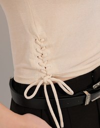 Side Lace Up Short Sleeve Fitted Mini Tee
