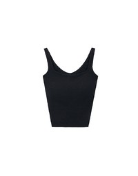 Square Neck Ribbed Tank Top with Back Bow Tie Detail