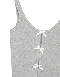 Square Neck Ribbed Tank Top with Back Bow Tie Detail