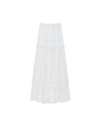 Boho Bohemian Style Lace Textured Tiered Maxi Skirt