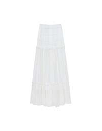Boho Bohemian Style Lace Textured Tiered Maxi Skirt