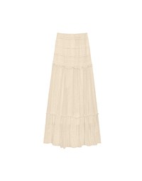 Boho Bohemian Style Lace Textured Tiered Maxi Skirt
