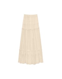 Boho Bohemian Style Lace Textured Tiered Maxi Skirt
