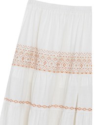 Boho Embroidered Tiered Maxi Skirt with Side Slit Detail